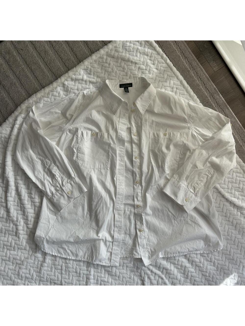 White Ralph Lauren cotton button-up shirt in a 2X #preppy #classic